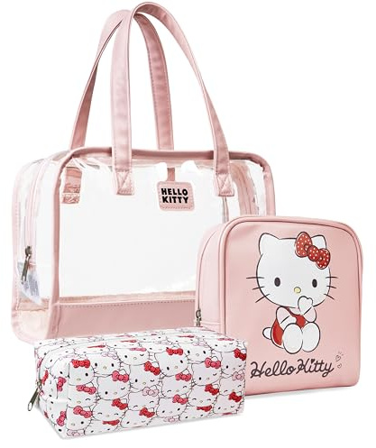 Get Trend Disney Stitch | Harry Potter | Hello Kitty | Barbie toalettväska för kvinnor och flickor, 3-delad makeupväska set, kosmetiska fodral med dragkedja för resor och vardag, nödvändigheter för