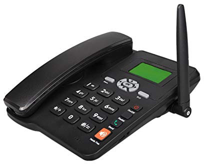 Téléphone de bureau classique, téléphone par câble Téléphone fixe sans fil GSM avec carte SIM en noir, identification de l'appelant, fonction de recomposition mains libres, voix claire, fonction radio
