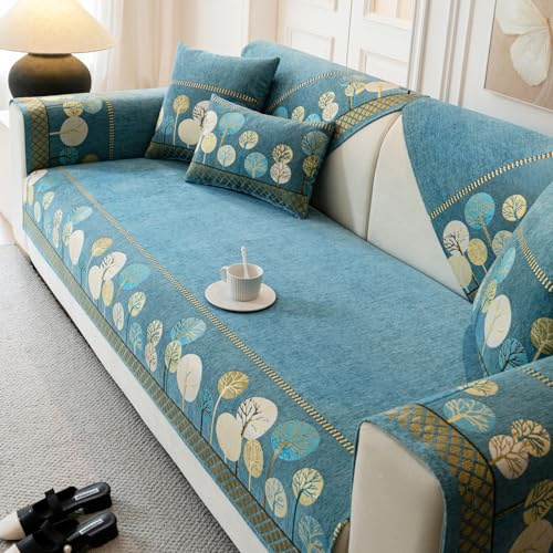 tianxinbaobei Boho Couch Cover, Non Slip Washable Sofa Covers, Chenille Couch Covers Quilted, Bohemian Sofa Slipcovers, Furniture Protector for Armrest and Backrest(Green,28x28,1pc)