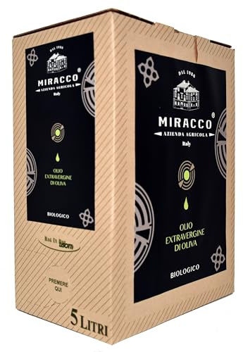 Miracco - Olio Extravergine di Oliva Bio 5L, Olio EVO Italiano, Biologico Certificato, Produzione Artigianale, Made in Italy