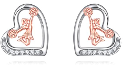 Boucles d'oreilles Cheerleader Boucles d'oreilles sport Argent Sterling Boucles d'oreilles Cheerleading Coeur Bijoux Cadeau pour Femmes Filles