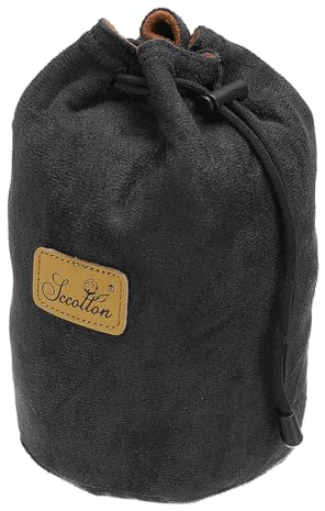 PATIKIL Pochette Souple pour Appareil Photo Taille M Noir (Rond) | Étui de Protection Antichoc avec Cordon de Serrage en Flanelle Compatible avec les Objectifs d'Appareil Photo Nikon