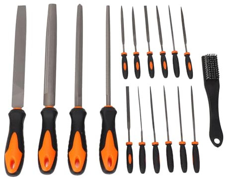 Juego de Limas de 18 Piezas, Kit de Herramientas de Lima Manual de Aguja Grande con Maleta Portátil, Metal de Acero T12 Profesional Plano Triangular Medio Redondo para Madera,