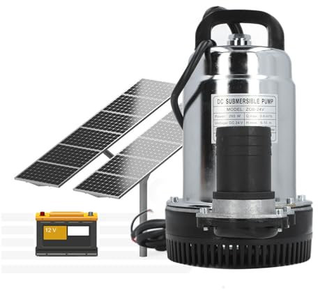 Farm & Ranch Solarwasserpumpe, DC24V 260W Tauchbrunnenpumpe High Lift Solar Tiefbrunnen-Tauchpumpe, 19,7-32,8ft Lift Solar Power Tiefbrunnenpumpe mit 1 1,5 2 Anschluss