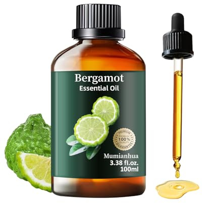 Aceite Esencial de Bergamota Puro Mumianhua – 100% Natural para Aromaterapia, Difusores, Cuidado de Piel y Cabello, Masajes, Yoga, DIY, Velas y Jabón Artesanal – 100 ml