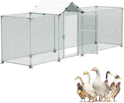 SUBTLETY 4x1x1,5m Metall Hühnerstall Begehbar Hühnerkäfig mit 4m² Lauffläche, Tür & Riegel & PE Dach, Freilaufgehege Geflügelställe Außengehege Freigehege Hühnerhaus für Hühner, Kaninchen & Pflanzen