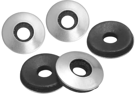 sourcing map 100Pcs M4.2 x 12mm Sealing Washers,EPDM Silver&Black | 304 Stainless Steel ,Bonded Neoprene Rubber Washers for Screws Bolts