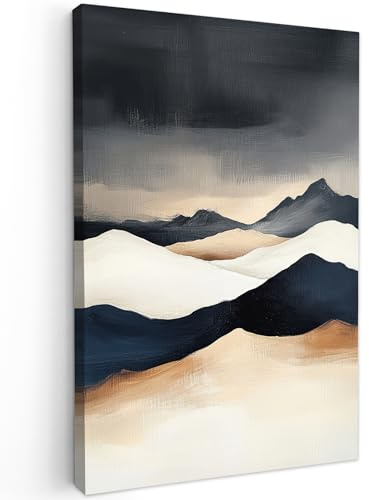 MuchoWow© Wandbilder Schlafzimmer Home Deko Wohnung Bild Wohnzimmer | 60x90 cm - Fotoleinwand Wand Bilder Leinwand Wall Decor Berge - Dunkelblau - Landschaft