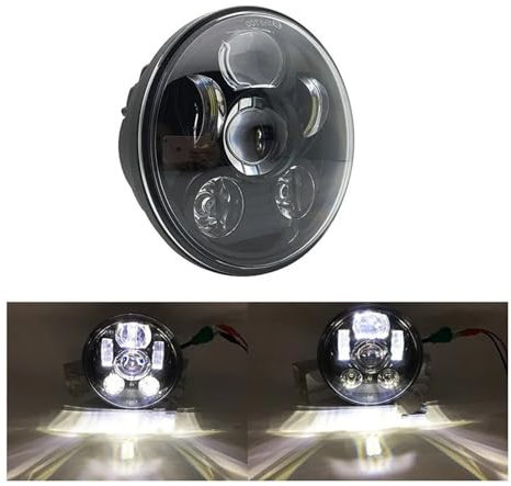 Fanale Proiettore Moto Per Triumph Speed ​​Triple 2005 2006 2007 2008 2009 2010 5-3/4 5.75 Pollici Moto Moto Proiettore LED Full Halo Faro DRL 50W Fari Moto Faro Anteriore(45W black)