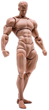 SOUFORCE 1/12 Scale Muscular Male Body 6in Yellow Skin Strong Flexible Body Figure Model Doll Miniature Figure Body