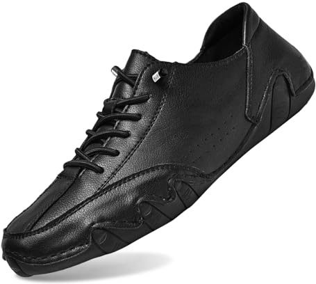 Alpaca Chaussures pieds nus 2025 - Ergonomiques - Imperméables et anti-douleur - En cuir - Pour homme et femme - Unisexe - Chaussures de loisirs - Chaussures de randonnée, 5 noir., 44 EU Large