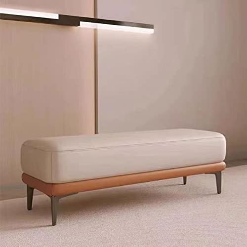 Leder-Bettbank, stilvoller Holz-Fußhocker für Schlafzimmer, Eingangsbereich und Garderobe, vielseitiger Sofa-Hocker und Schuhwickelsitz (60 x 40 x 42 cm)