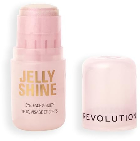 Revolution Jelly Shine Highlight Stick, illuminante per occhi, viso e corpo, formula in gel con effetto perlato, Vegan & Cruelty-Free, Ethereal Pink