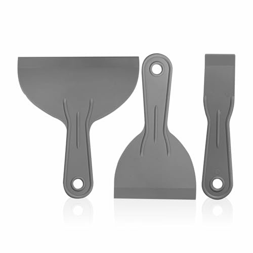 Plastic Putty Scrapers Set Professional Wall Putty Spreader, Plastering and Drywall Repair Spatula, Multi-Purpose Decorating Hand Tool for Smoothing, Leveling and Repairing Surfaces 3PC