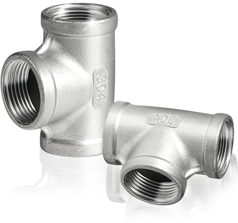 2Pcs Pipe Fitting, 304 Stainless Steel 3 Way Cast Tee Pipe Fitting, 3/4 x 3/4 x 3/4, T-shaped Connector for Tubes, Gas, Fuel, Plumbing, Refrigeration, Vacuum Applications.