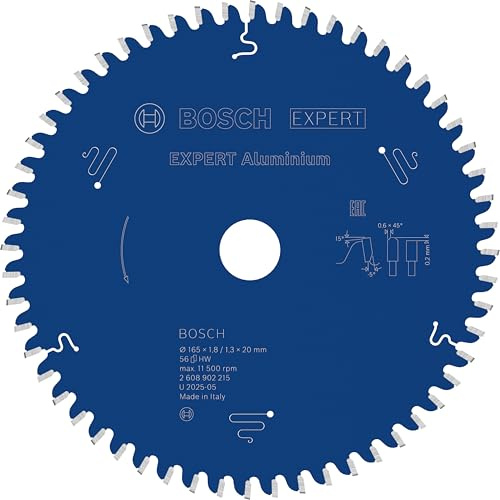 Bosch 1x EXPERT Aluminium Kreissägeblatt für Handkreissägen und Metalltrennsägen (für Aluminium, Ø mm, Professional Zubehör kabelgebundene Handkreissägen)