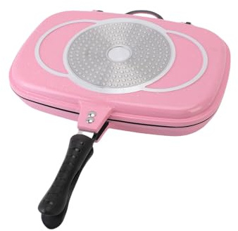 lyrlody Padella a Doppia Faccia, Padella a Doppia Faccia Fritta a Prova di Perdita Non Bastone per per Casa per Stufa a Gas (PINK)