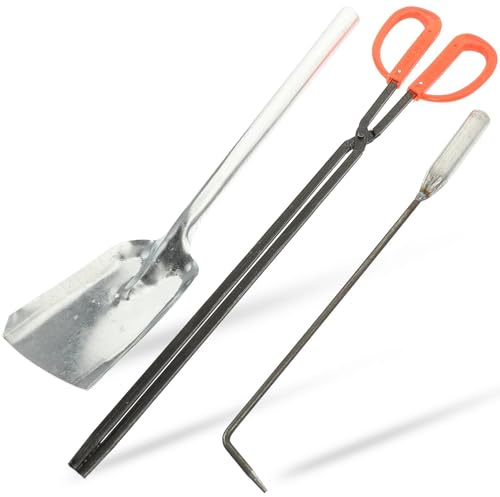 OWOHYG Kit de Limpieza para Chimenea (1 Juego de Herramientas, Pala, atizador y Gancho). Incluye carbón Vegetal y Otros artículos de Limpieza para el hogar.
