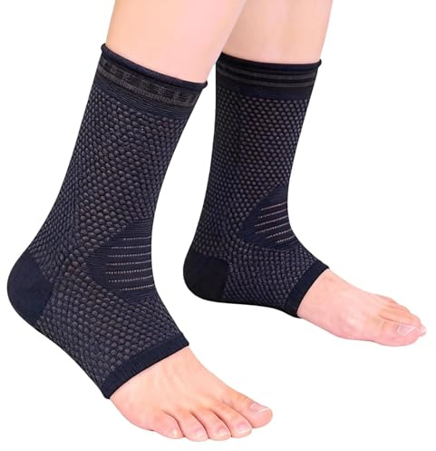 Ailah Chevillere de Maintien Sport Flytex Cheville Noir (Paire), Chevillere Entorse avec Soutien Tendon d'Achille, Idéal Tendinite Tendon Achille