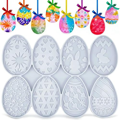 KNUIUYY Stampi Silicone Pasqua, uova di Pasqua, stampi in resina epossidica, Coniglio & Uovo per Resina, Decorazione Pasqua Fai-da-Te per Candele, Sapone, Gioielli