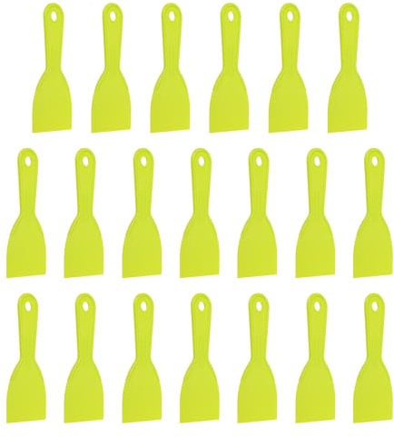 QUARKZMAN 20 Unidades Espátula De enmasillar 3 Ancho Para Cintar Amarillo | Espátula De Plástico Flexible, Herramienta Para Raspar Pintura, Yeso, Extender Pintar Pared, Raspar