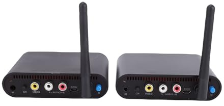 EIMSOAH Transmisor AV Inalámbrico, Transmisor y Receptor de y Vídeo de 8 Canales de 2,4 GHz, con 300 M de Largo Alcance Tecnología Antiinterferencias, para Altavoz de TV S (Enchufe Europeo)