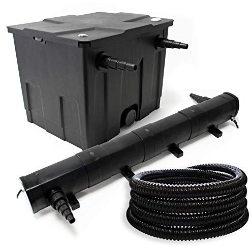 Wiltec Kit complet: CBF-350 Filtre de bassin jusqu'à 12000 L Biologique, CUV-272 lampe uv UVC Clarificateur avec 72W, 5m Tuyau 25 mm (1)