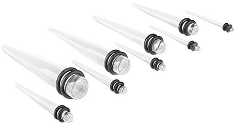 Piercingfaktor Piercing Ohrpiercing Dehnungsstab Dehnstab Taper Expander Ohr Stab 9er Set Clear 1,6mm 10mm
