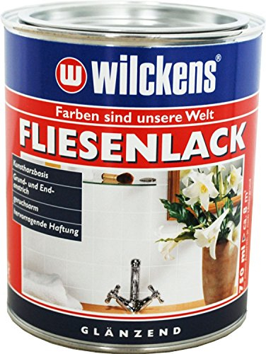 Fliesenlack glänzend (Fliesenlack weiss 750 ml) inkl. Pinsel zum Auftragen