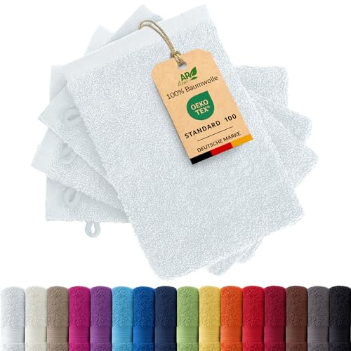 AR Line Arizona 4er Set Waschhandschuhe 15x21 cm – 100% Baumwolle, 500 g/m², weich & saugstark in Farbe: Weiß