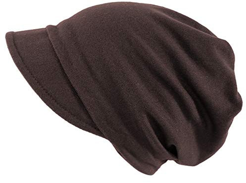 dy_mode Damen Schirmmütze Beanie Mütze mit Schirm Kappe - BM118 (BM118-Braun)