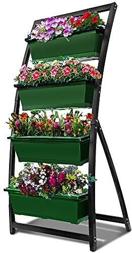 6-Ft Raised Garden Bed - Vertical Garden Freestanding Elevated Planter with 4 Container Boxes - Good for Patio or Balcony Indoor and Outdoor - Perfect to Grow Vegetables Herbs Flowers
