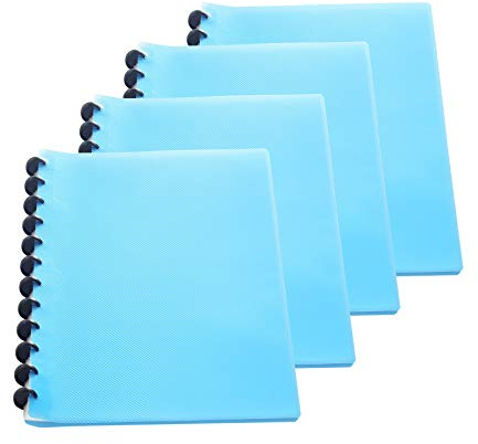 TUKA-i-AKUT 4pz A4 PP Portalistino con Rilegatura Anelli, Buste Trasparenti, Per Presentazione e Archiviazione di Documenti, Libro di Presentazione, per Ufficio Casa Scuola. Blu TKD8029 Blue