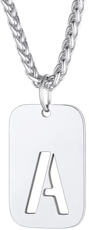 Richsteel Dog Tag Cadena Chapa con Iniciales Personalizables para Mujeres Hombres, Acero Inoxidable