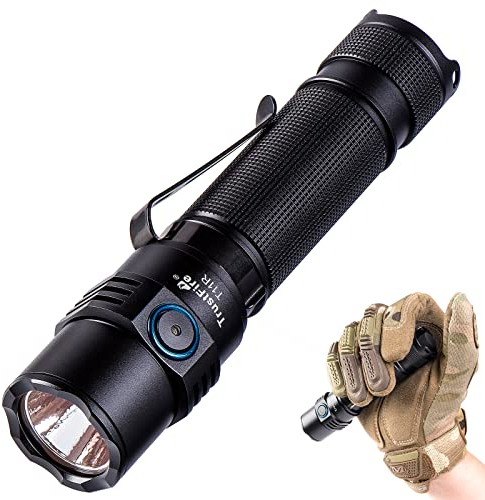 TrustFire T11R Lampe torche 1800 lumens, lampe torche LED tactique de chasse USB C rechargeable, super lumineuse, IP68, accessoires de camping, équipement de plein air, lampes de poche d'urgence
