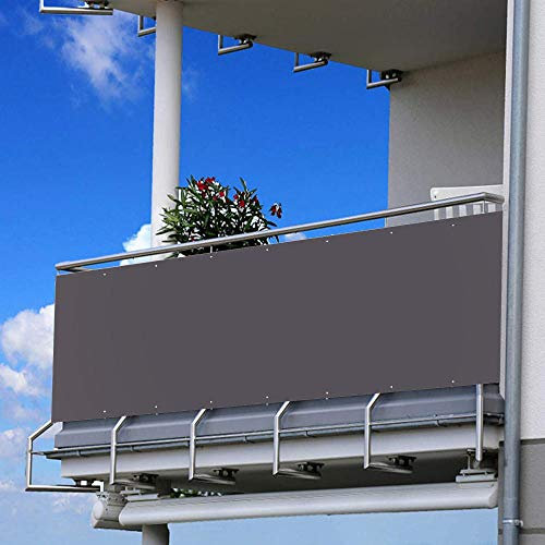 Ariyalk 145x300cm Privatsphäre des Balkon wetterfest balkonbespannung 100% Schutz der Privatsphäre 200g/m² blickschutz gartenzaun markise sichtschutzwand Enthalten Seil and Mit Kabelbinder/Anthrazit