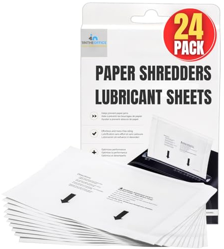 1InTheOffice Paper Shredders Lubricant Sheets 8.5 x 6 Shredder Sharpening & Lubricant Sheets, Shredder Cleaning Sheets, 24 Pack