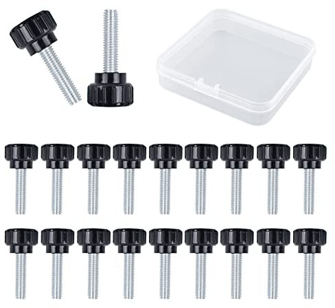 MOROBOR Knurled Thumbscrew Screw, 20pcs M5 x 20mm Carbon Steel Threaded Knurled Thumbscrew Grip Knobs Thumb Screw for Machinery Latche with Storage Case