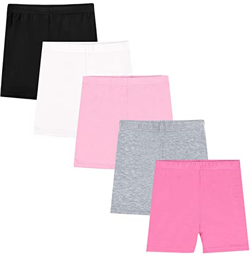 KEREDA Leggings cortos para niña, pantalones cortos para niños, pantalones cortos de verano, 2-10 años, 5 pares, 5 Pares Multicolor, 5-7 años