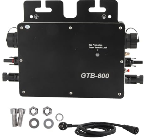 600W Micro Inverter Solar Grid Tie Inverter WIFI Control Micro Wechselrichter Solar Inverter Controller 120 230V AC Outlets Auto Identification IP65 Wasserdichter Wechselrichter(Schwarz)