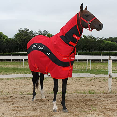 BNALU Abschwitzdecke fürs Pferd ist atmungsaktiv Transportdecke Weidedecke Winterdecke Winterbaumwolle Weich und warm Reitausrüstung Outdoordecke (Size:160CM,Color:Rot)