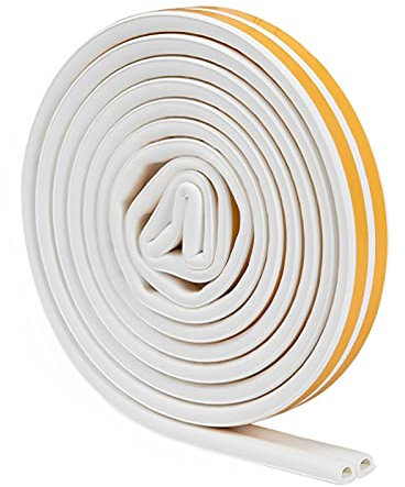 vgggrd Guarnizione per Porte e Finestre 6m, D-Tipo Nastro Isolante Anticollisione di Schiuma, Paraspifferi Guarnizione Porta per Anti Freddo e Rumore, Gomma Striscia Sigillante Autoadesiva