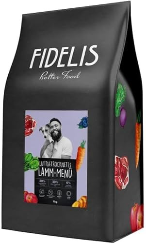 Fidelis - Getrocknetes Lamm-Menü für Hunde 1kg - Premium Hundefutter trocken mit 80% Fleischanteil, Gemüse & Obst - Proteinhaltiges Trockenfutter Hund schonend getrocknet - Zucker- & Getreidefrei