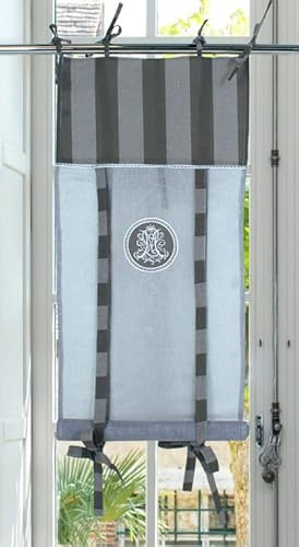 Autrefois Rideau Enrouleur et Brise bise, Lin brodé, Voilage Broderie, Style Charme, Petit Rideau Fin, Decoration pour fenetre de Cuisine, Salle de Bain, Salon, French Style, Majestic (45 x 160 cm)