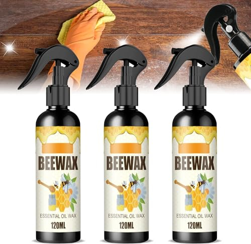 Spray de cire d'abeille micromoléculaire naturelle, vernis à la cire d'abeille pour le bois et les meubles, polissage, imperméabilisation, soin des meubles en spray (3 pcs)