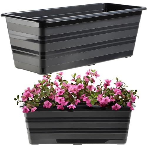 KADAX Fioriera 40 cm, colore antracite, vaso da balcone in plastica, resistente alle intemperie, vaso per fiori, ringhiera per fiori, erbe aromatiche