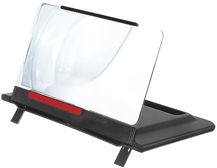 QUARKZMAN 12 Schermo Lente Ingrandimento per Cellulare Telefono, 3D HD Lente Proiettore Schermo Amplificatore Supporto per Tutti Telefoni Film Video Giochi, Nero 10,6x7,4x0,7