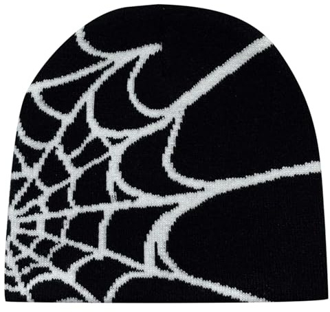Y2k Beanie Mütze Herren Damen Teenager Y2k Cap Winter Knit Skater Beanie Mütze Hip Hop Strickmützen Baumwolle Spider MEA Culpa Printed Y2k Beanie Cap Hat Pink Harajuku Fashion