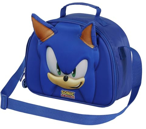 Sonic The Hedgehog - SEGA -Face-Porta Merenda 3D, Blu, 25.5 x 20 cm