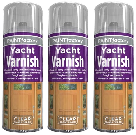 SDMAX All Purpose Yacht Varnish Professional, Gloss Finish Spray, Glossy Varnish Spray, Clear Varnish Spray, All Purpose Wood Varnish Spray Paint, 250ml (3 Pcs)